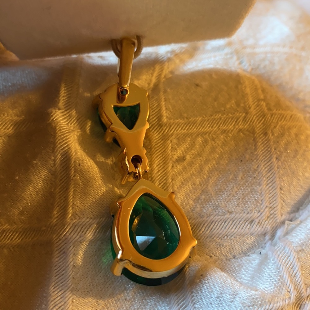 CHRISTIAN DIOR Vintage 90s Emerald Gold Pendant - Picture 3 of 5